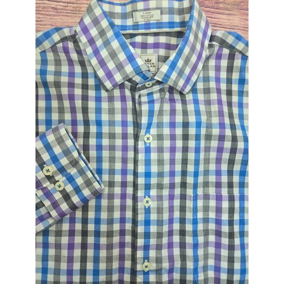 Peter Millar Mens Multicolor Gingham Check Dress Shirt Large - Picture 4 of 6